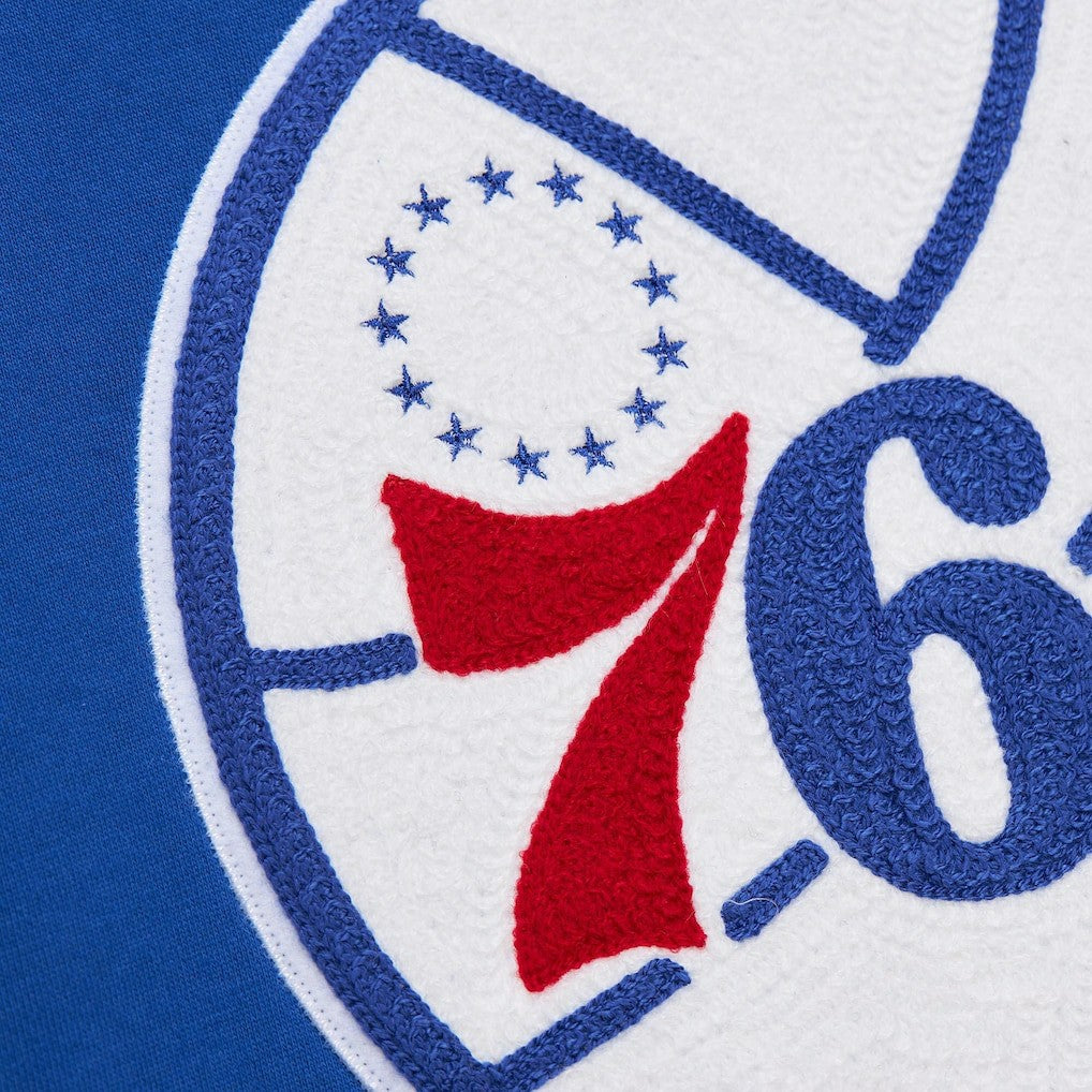 Mitchell & Ness - Philadelphia 76ers Chainstitch Applique Vintage Heavyweight Pullover Hoodie - Royal
