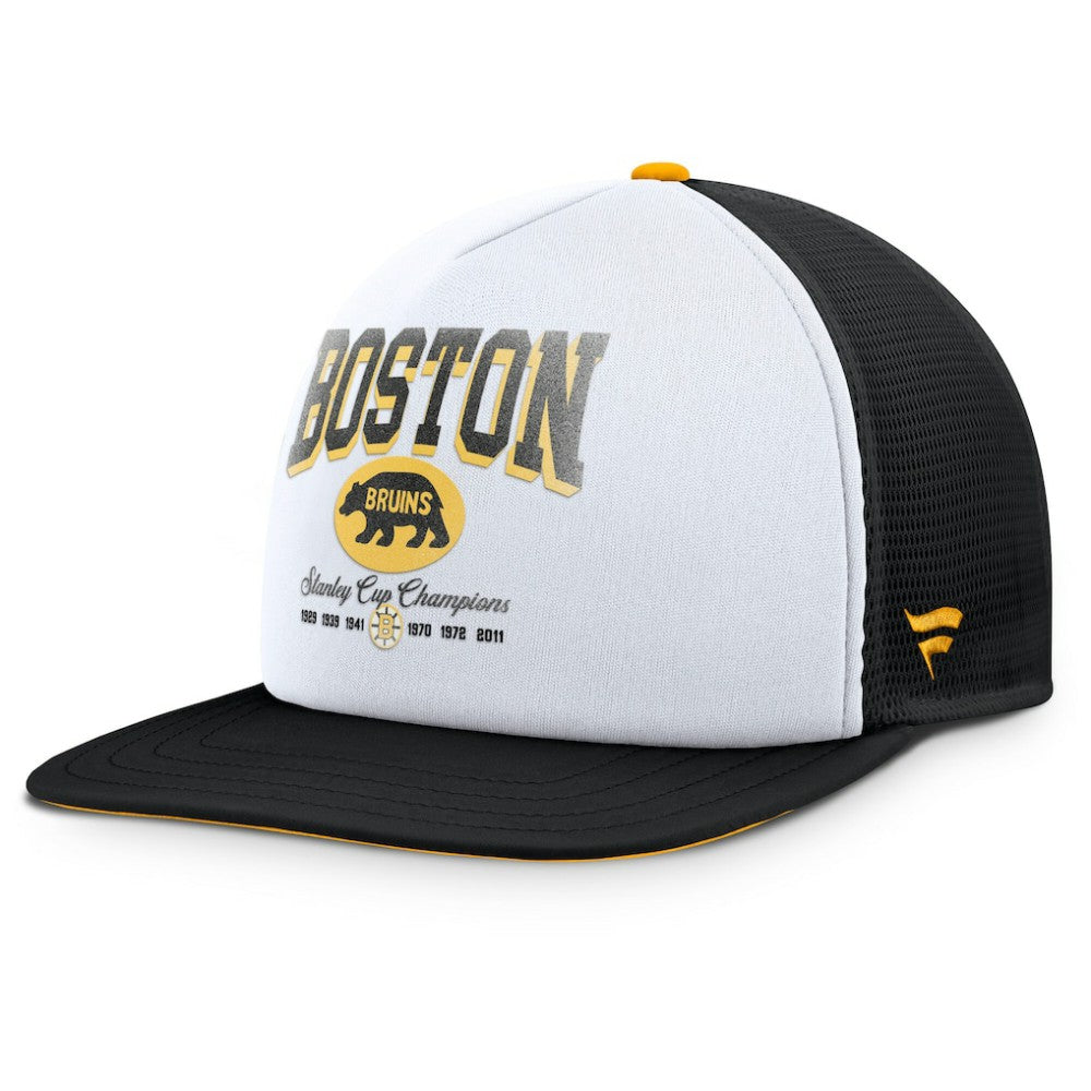 Boston Bruins Fanatics Decades Collection Foam Front Snapback Hat White/Black