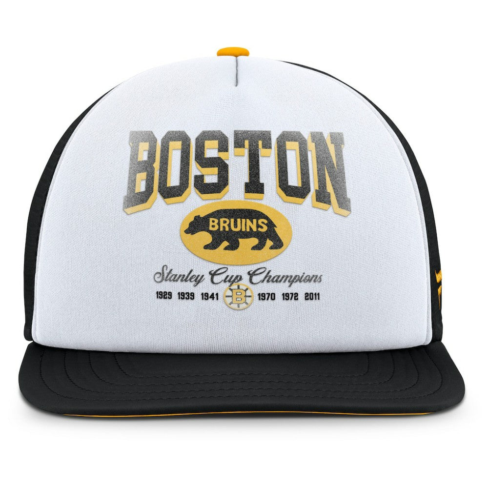 Boston Bruins Fanatics Decades Collection Foam Front Snapback Hat White/Black