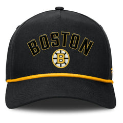 Boston Bruins Fanatics Decades Collection A-Frame Rope Adjustable Hat Black