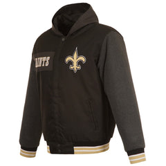 New Orleans Saints JH Design Reversible Twill Hoodie Full-Zip Jacket Black - NFL