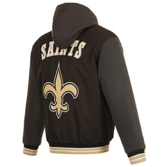 New Orleans Saints JH Design Reversible Twill Hoodie Full-Zip Jacket Black - NFL