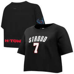 C.J. Stroud Houston Texans Pro Standard Women's Player Name & Number Cropped Boxy T-Shirt Black - NFL