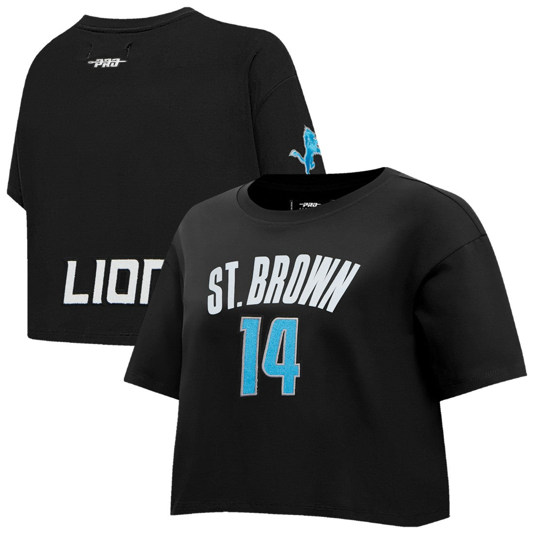 Amon-Ra St. Brown Detroit Lions Pro Standard Women's Player Name & Number Cropped Boxy T-Shirt Black - NFL