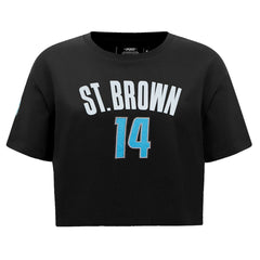 Amon-Ra St. Brown Detroit Lions Pro Standard Women's Player Name & Number Cropped Boxy T-Shirt Black - NFL