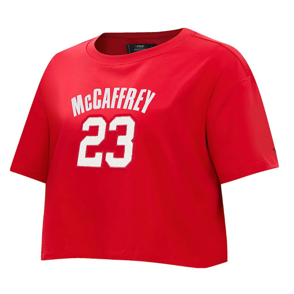 Christian McCaffrey San Francisco 49ers Pro Standard Women's Player Name & Number Cropped Boxy T-Shirt Scarlet - NFL