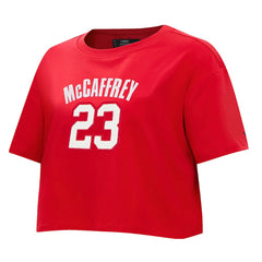 Christian McCaffrey San Francisco 49ers Pro Standard Women's Player Name & Number Cropped Boxy T-Shirt Scarlet - NFL