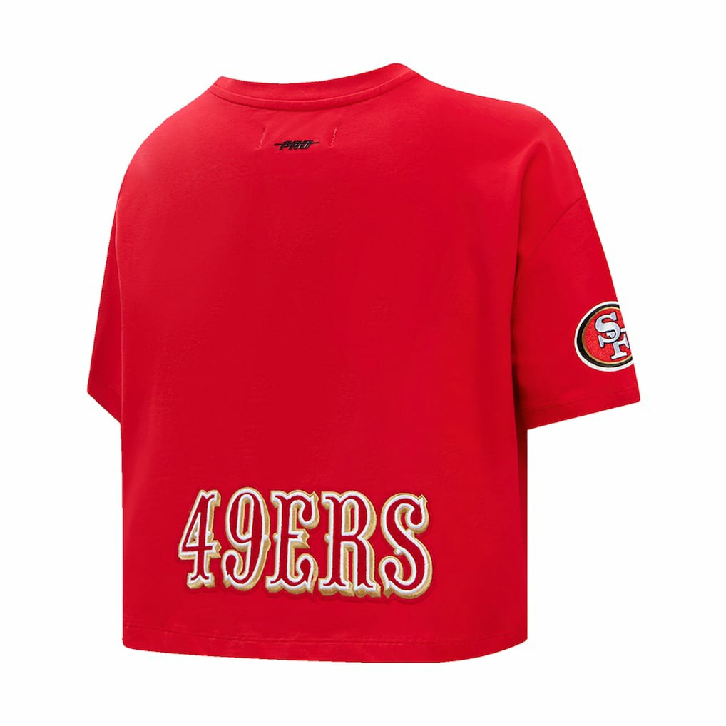Christian McCaffrey San Francisco 49ers Pro Standard Women's Player Name & Number Cropped Boxy T-Shirt Scarlet - NFL