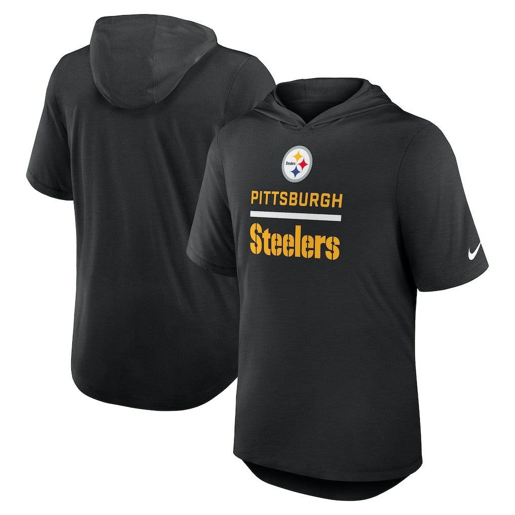 Pittsburgh Steelers Lockup Tri-Blend Hoodie T-Shirt Black - Nike