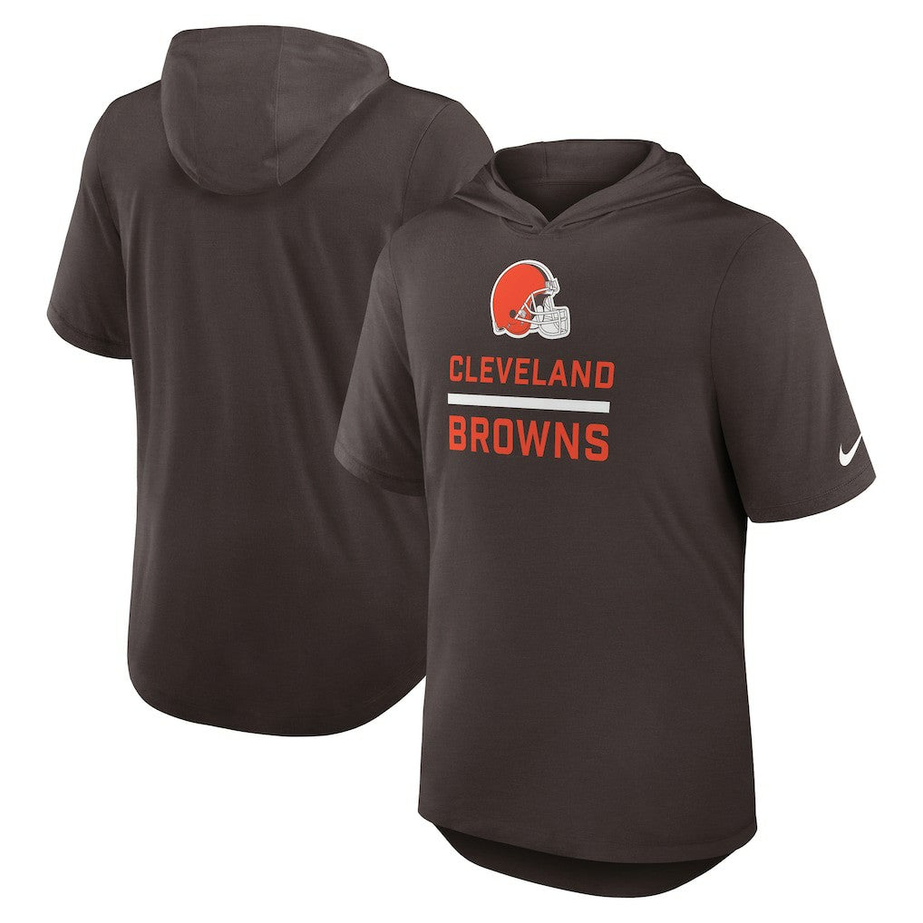 Cleveland Browns Lockup Tri-Blend Hoodie T-Shirt Brown - Nike