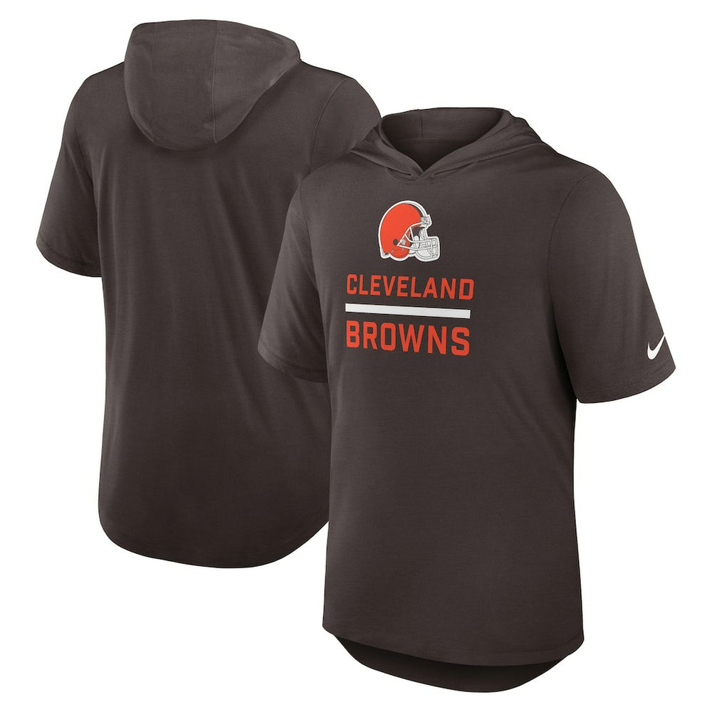 Cleveland Browns Lockup Tri-Blend Hoodie T-Shirt Brown - Nike
