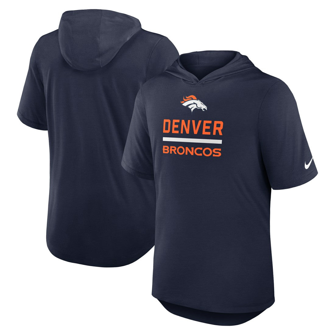 Denver Broncos Lockup Tri-Blend Hoodie T-Shirt Navy - Nike