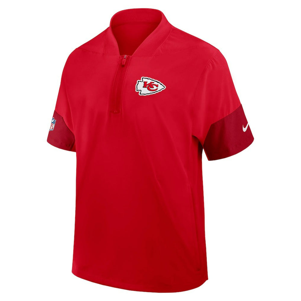 Kansas City Chiefs Sideline Short Sleeve Quarter-Zip Dri-FIT Coach Jacket Red - Nike
