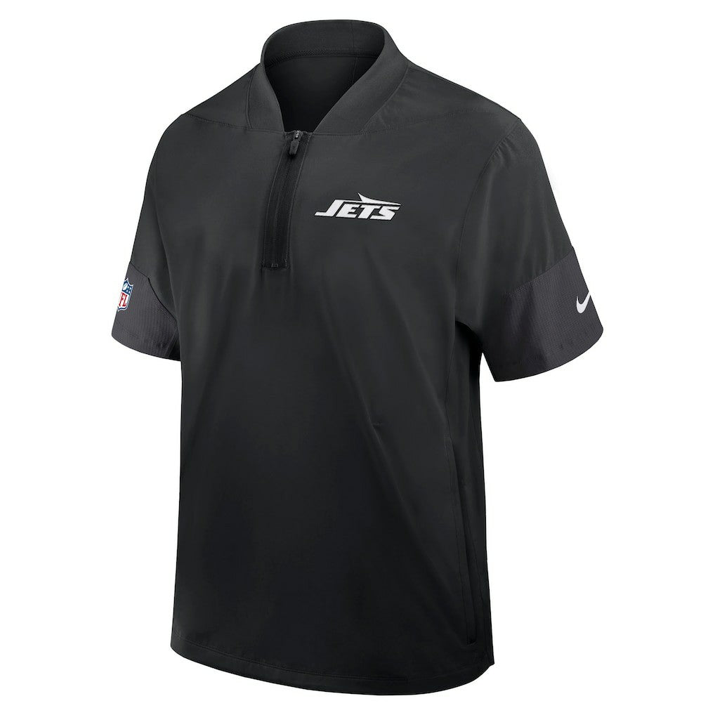 New York Jets Sideline Short Sleeve Quarter-Zip Dri-FIT Coach Jacket Black - Nike