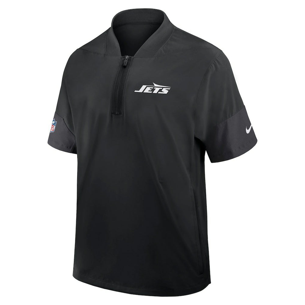 New York Jets Sideline Short Sleeve Quarter-Zip Dri-FIT Coach Jacket Black - Nike