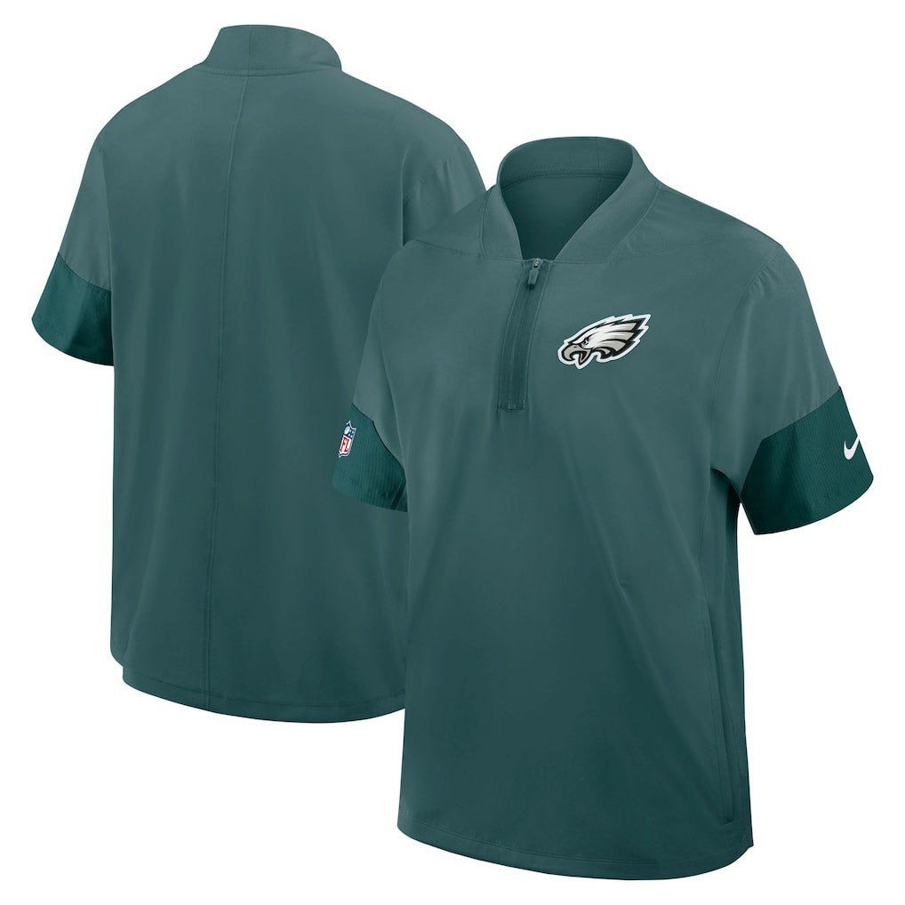Philadelphia Eagles Sideline Short Sleeve Quarter-Zip Dri-FIT Coach Jacket Midnight Green - Nike