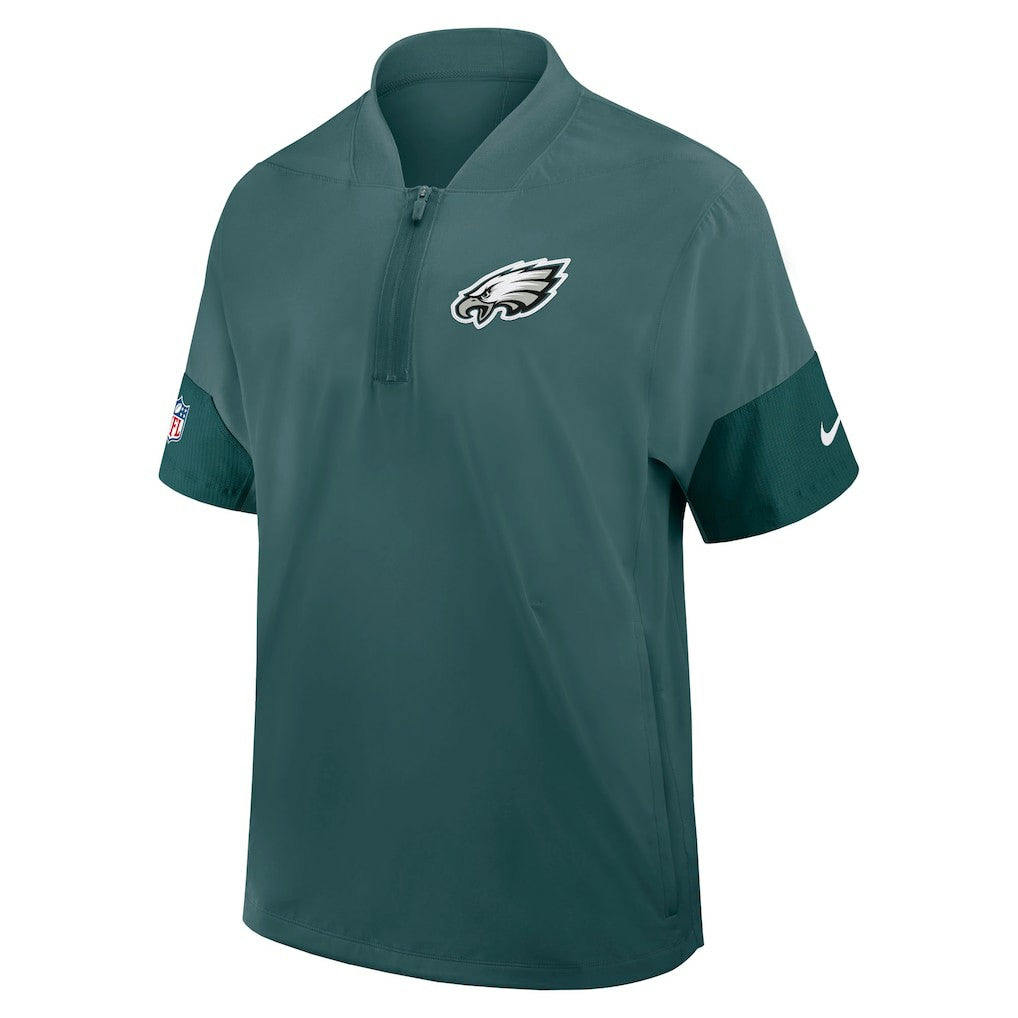 Philadelphia Eagles Sideline Short Sleeve Quarter-Zip Dri-FIT Coach Jacket Midnight Green - Nike