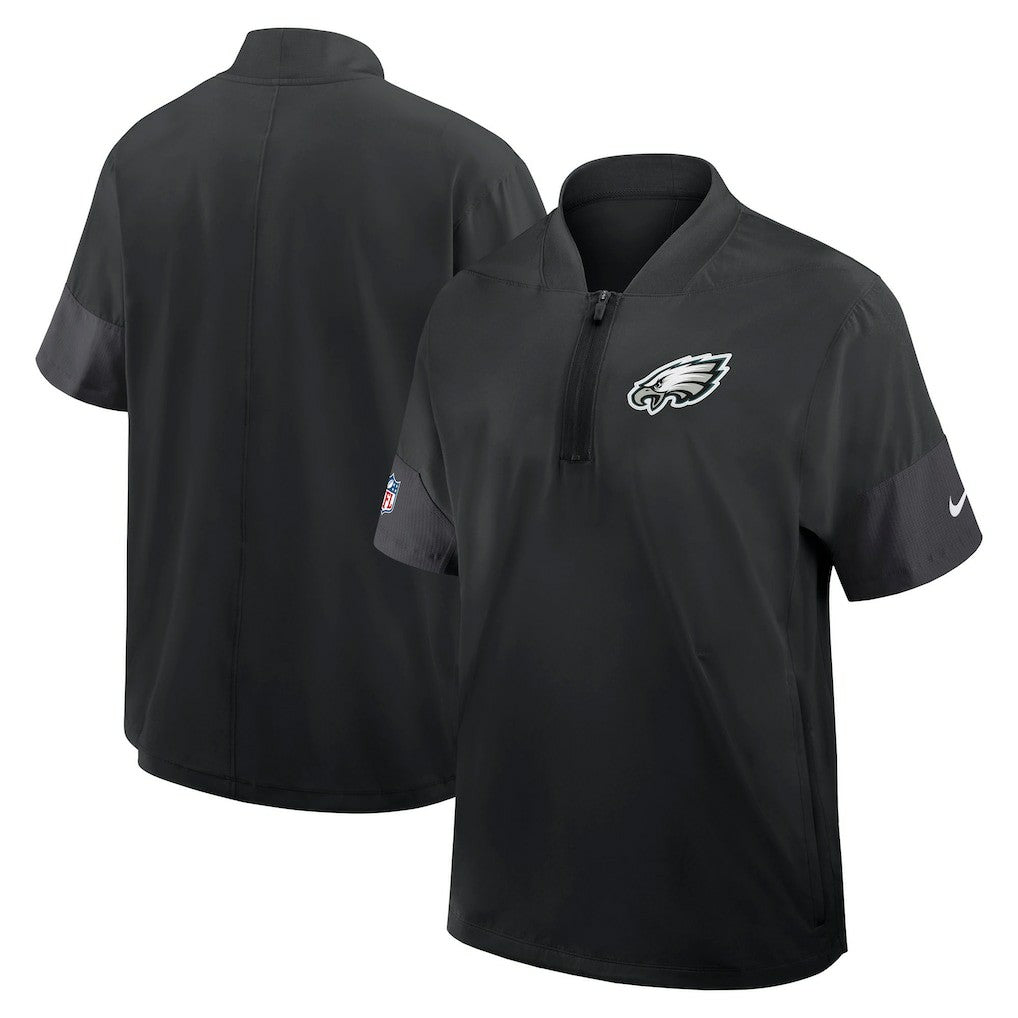 Philadelphia Eagles Sideline Short Sleeve Quarter-Zip Dri-FIT Coach Jacket Black - Nike
