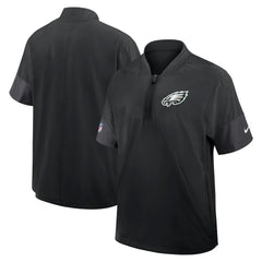 Philadelphia Eagles Sideline Short Sleeve Quarter-Zip Dri-FIT Coach Jacket Black - Nike