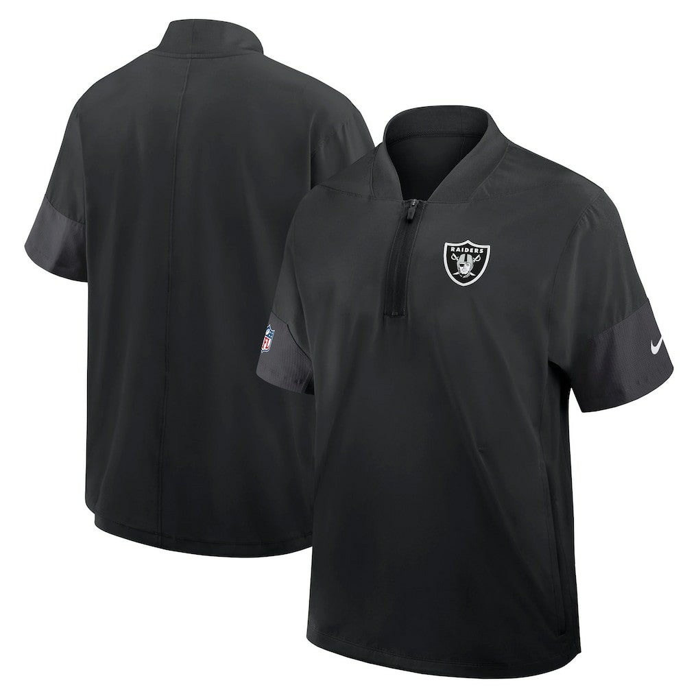 Las Vegas Raiders Sideline Short Sleeve Quarter-Zip Dri-FIT Coach Jacket Black - Nike