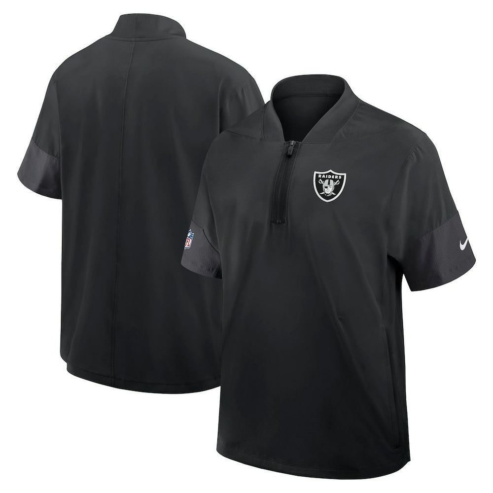 Las Vegas Raiders Sideline Short Sleeve Quarter-Zip Dri-FIT Coach Jacket Black - Nike