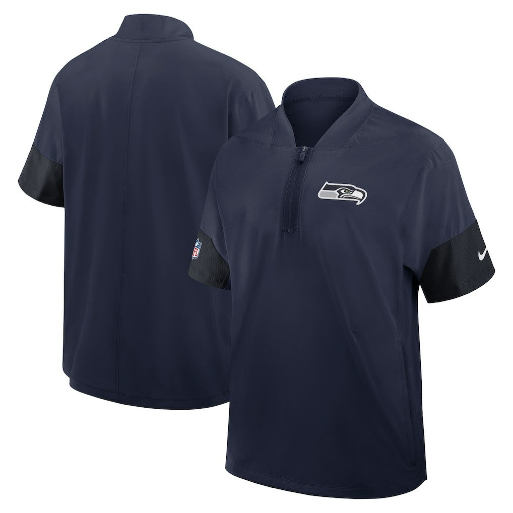 Seattle Seahawks Sideline Short Sleeve Quarter-Zip Dri-FIT Coach Jacket College Navy - Nike
