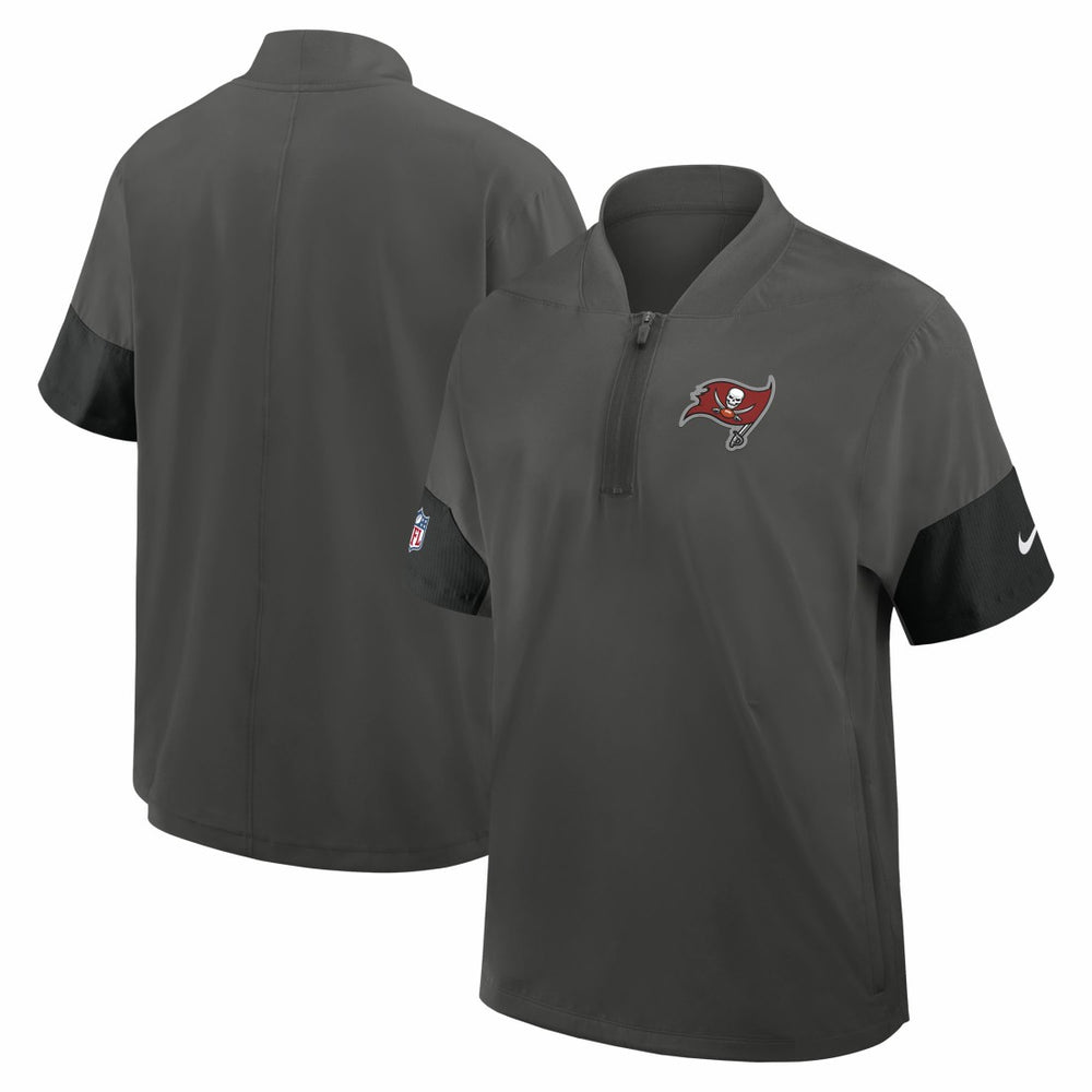 Tampa Bay Buccaneers Sideline Short Sleeve Quarter-Zip Dri-FIT Coach Jacket Pewter - Nike