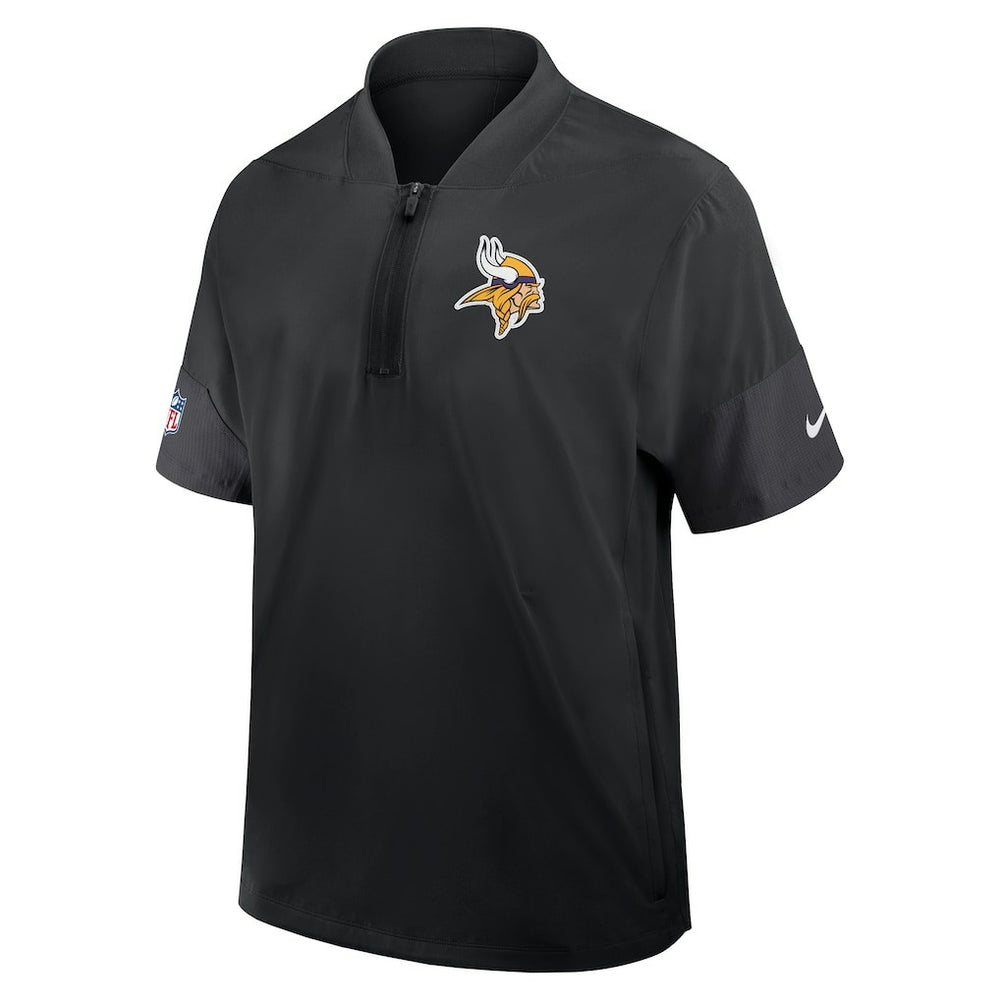 Minnesota Vikings Sideline Short Sleeve Quarter-Zip Dri-FIT Coach Jacket Black - Nike