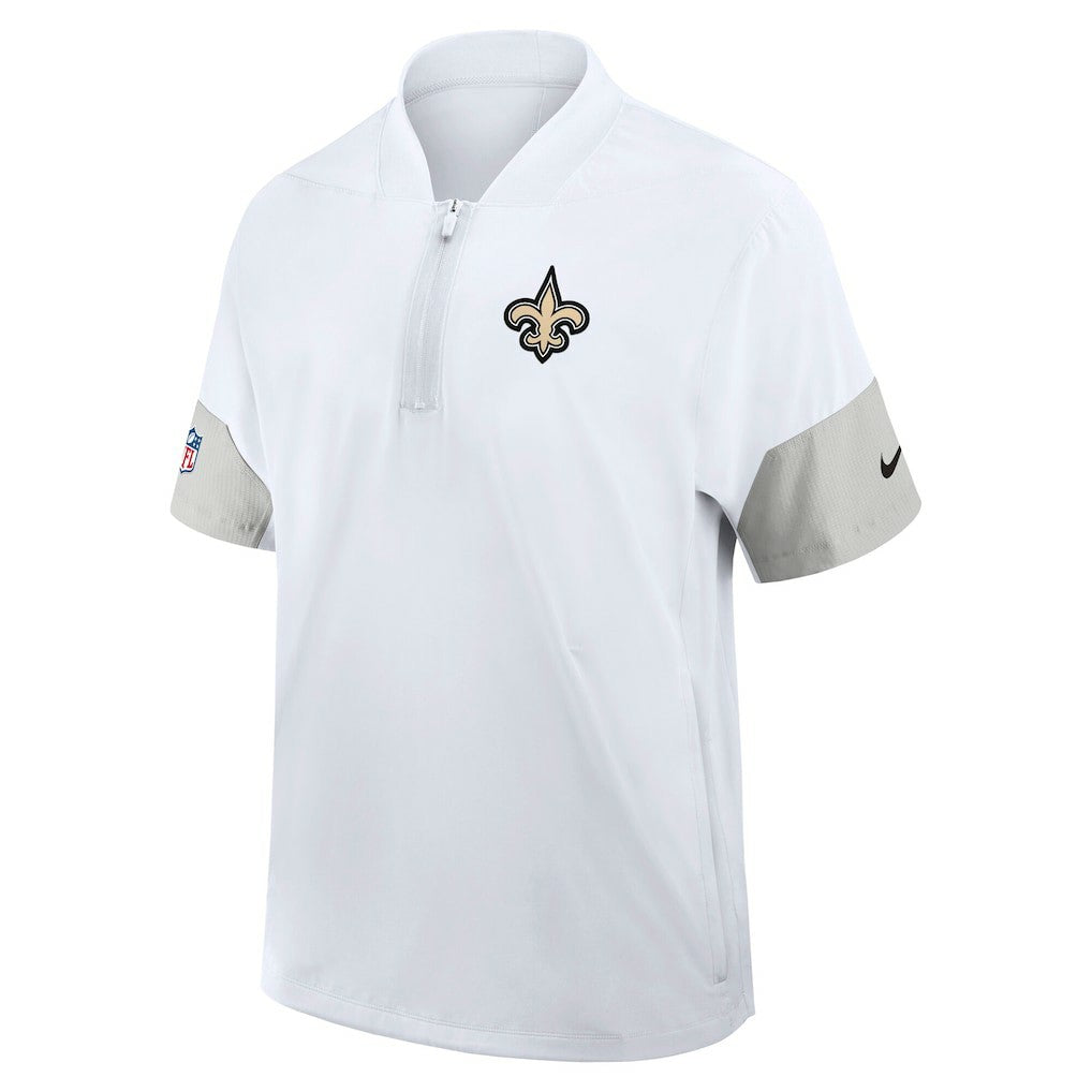 New Orleans Saints Sideline Short Sleeve Quarter-Zip Dri-FIT Coach Jacket White - Nike