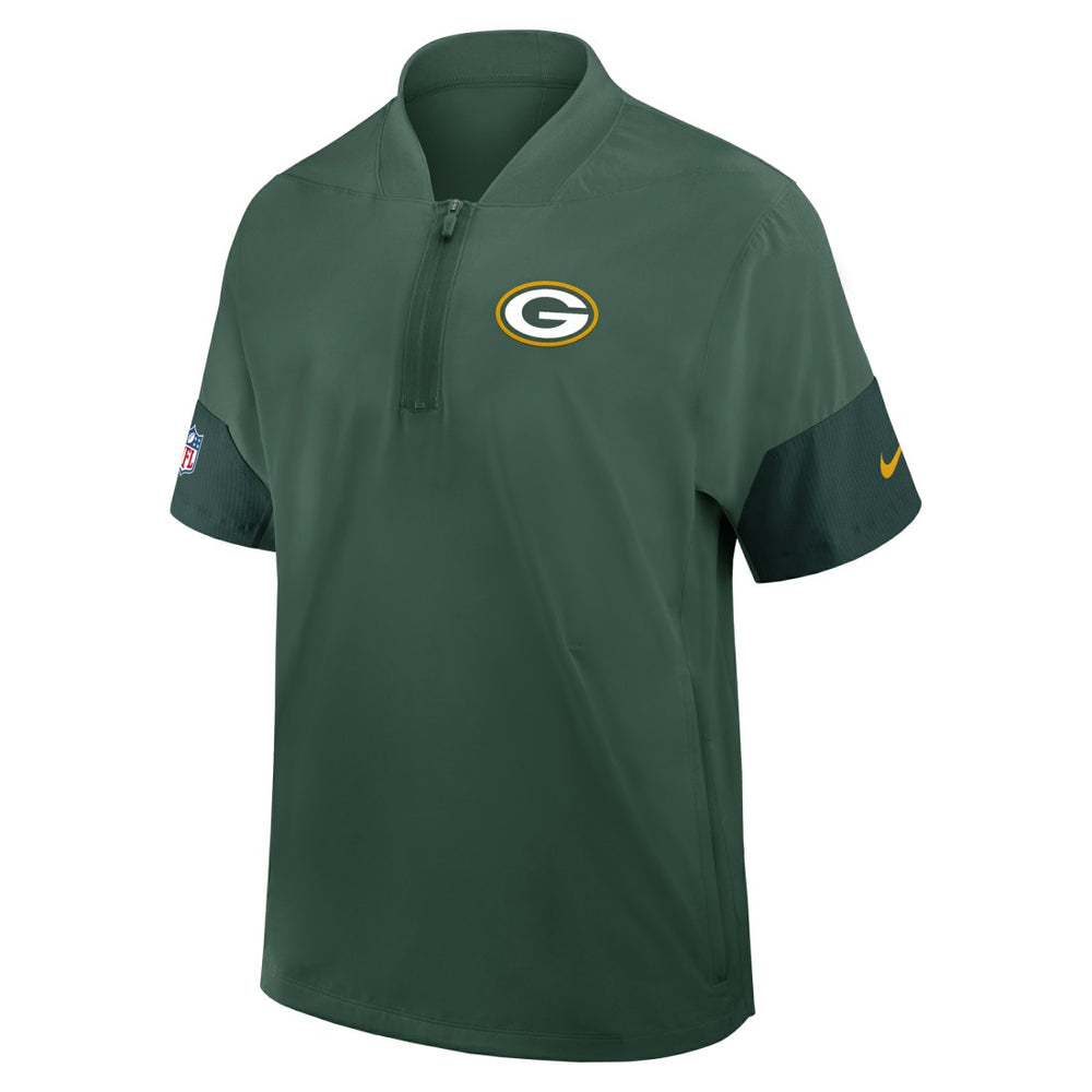 Green Bay Packers Sideline Short Sleeve Quarter-Zip Dri-FIT Coach Jacket Green - Nike
