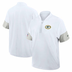Green Bay Packers Sideline Short Sleeve Quarter-Zip Dri-FIT Coach Jacket White - Nike