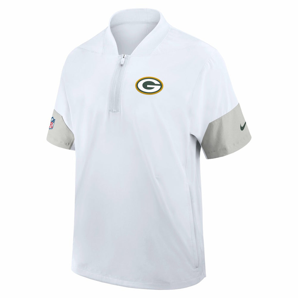Green Bay Packers Sideline Short Sleeve Quarter-Zip Dri-FIT Coach Jacket White - Nike