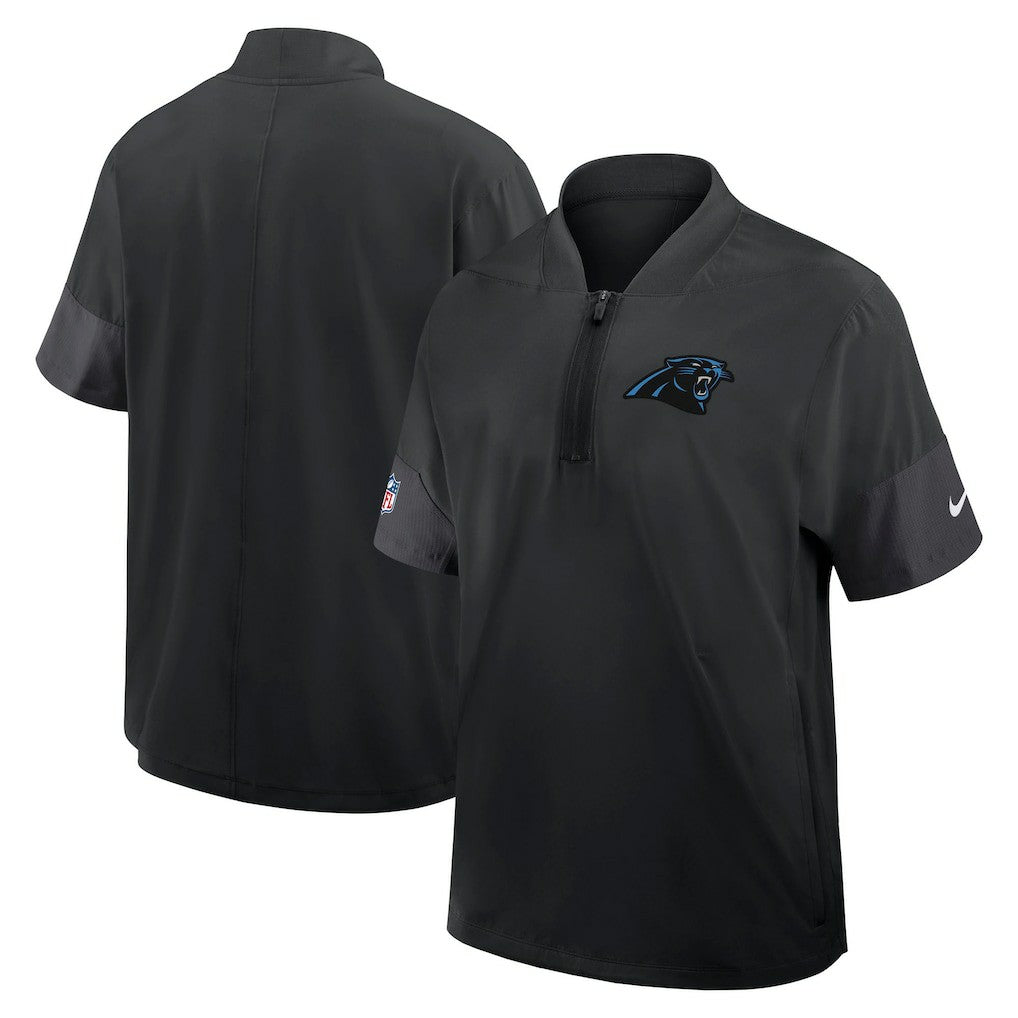 Carolina Panthers Sideline Short Sleeve Quarter-Zip Dri-FIT Coach Jacket Black - Nike