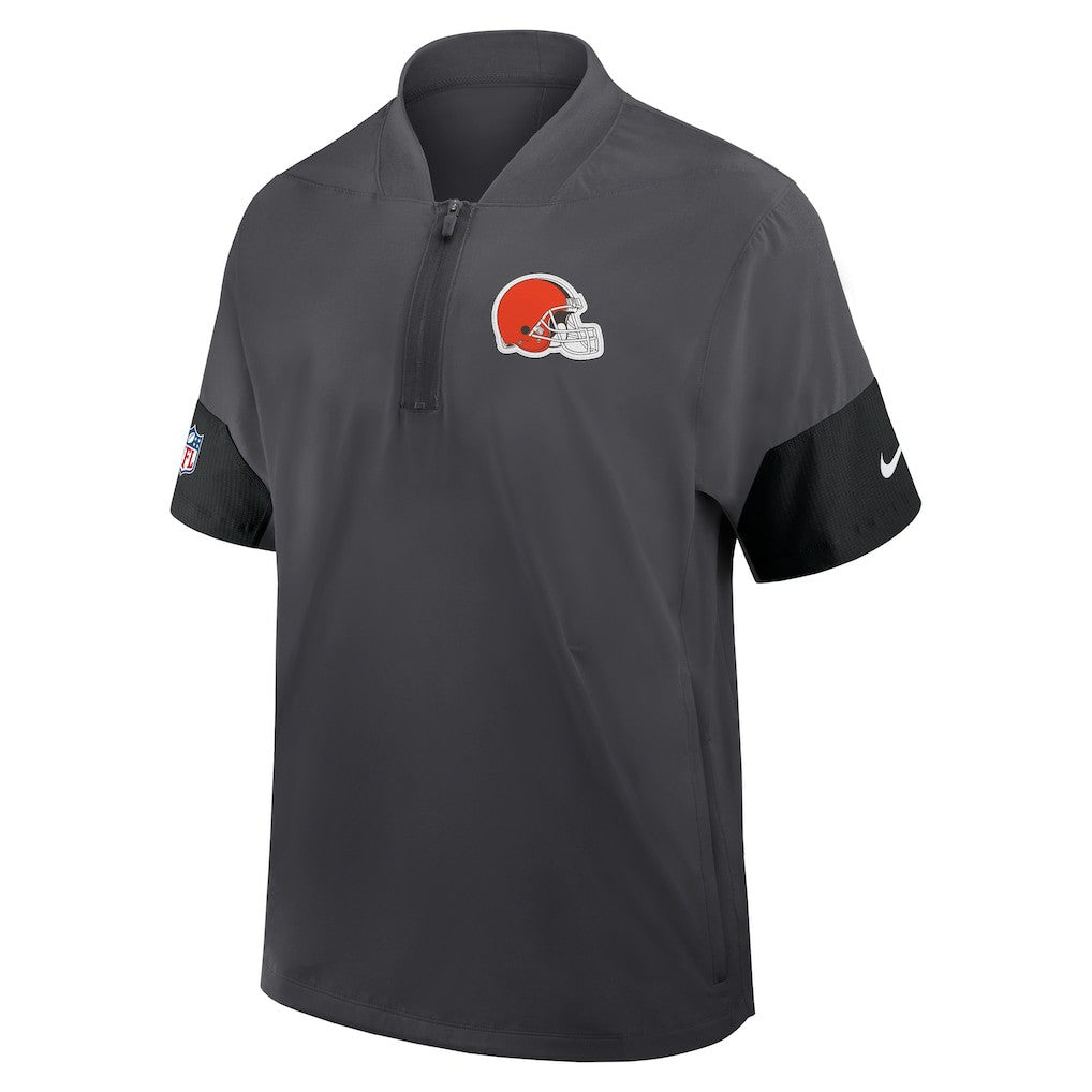 Cleveland Browns Sideline Short Sleeve Quarter-Zip Dri-FIT Coach Jacket Anthracite - Nike