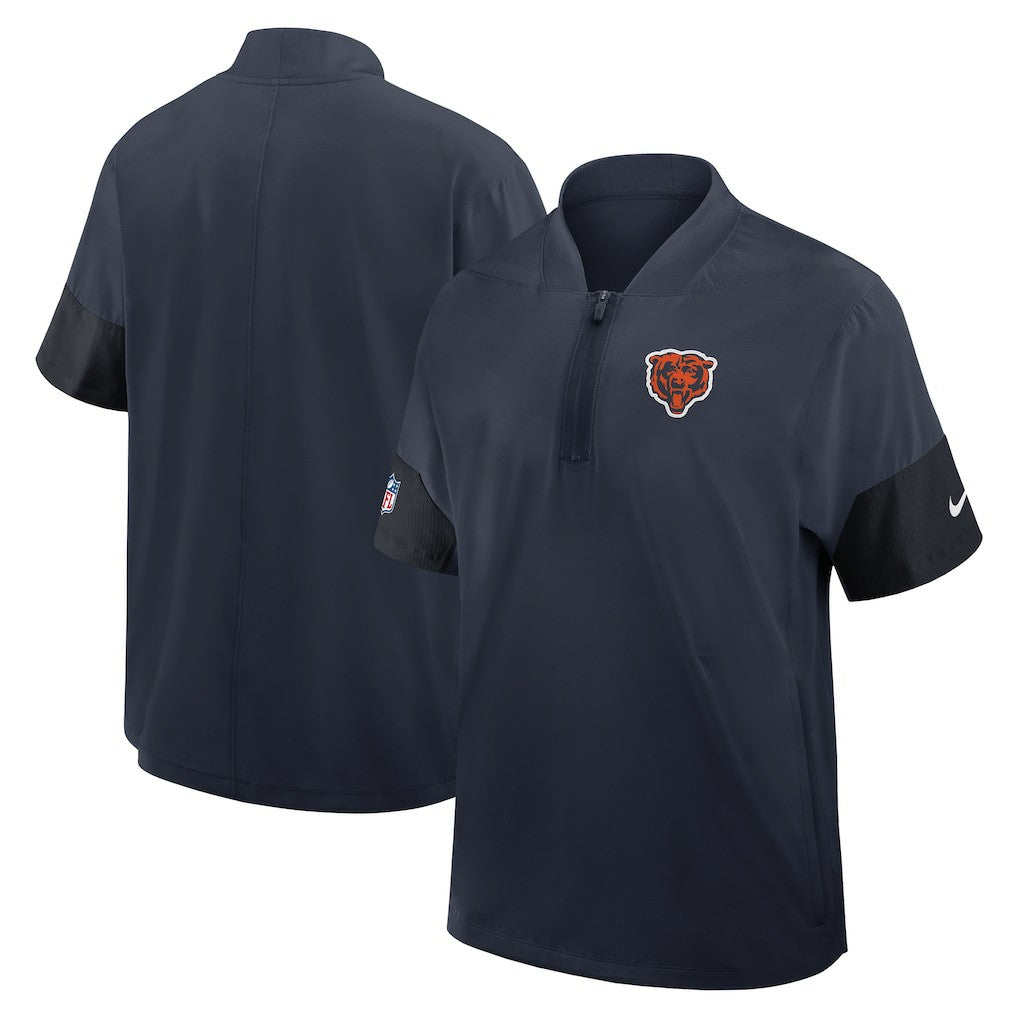 Chicago Bears Sideline Short Sleeve Quarter-Zip Dri-FIT Coach Jacket Navy - Nike