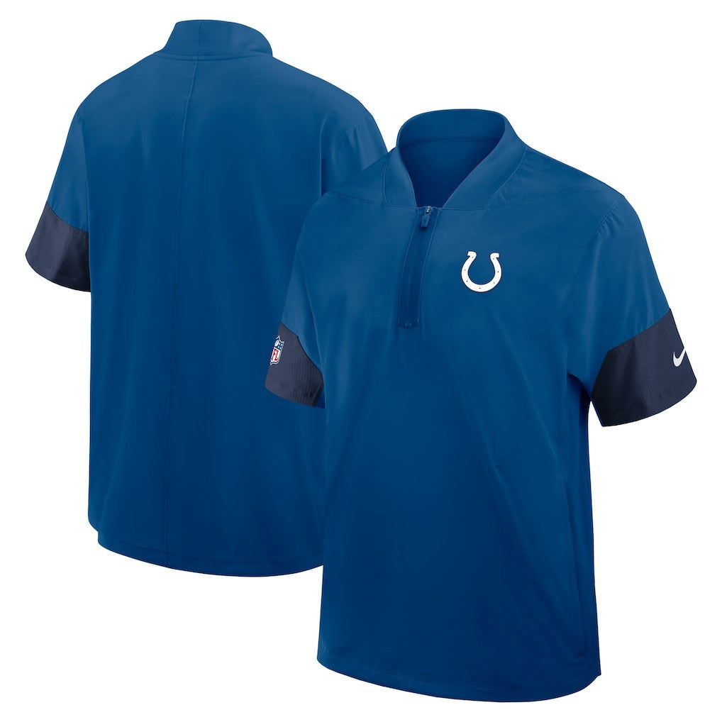 Indianapolis Colts Sideline Short Sleeve Quarter-Zip Dri-FIT Coach Jacket Royal - Nike