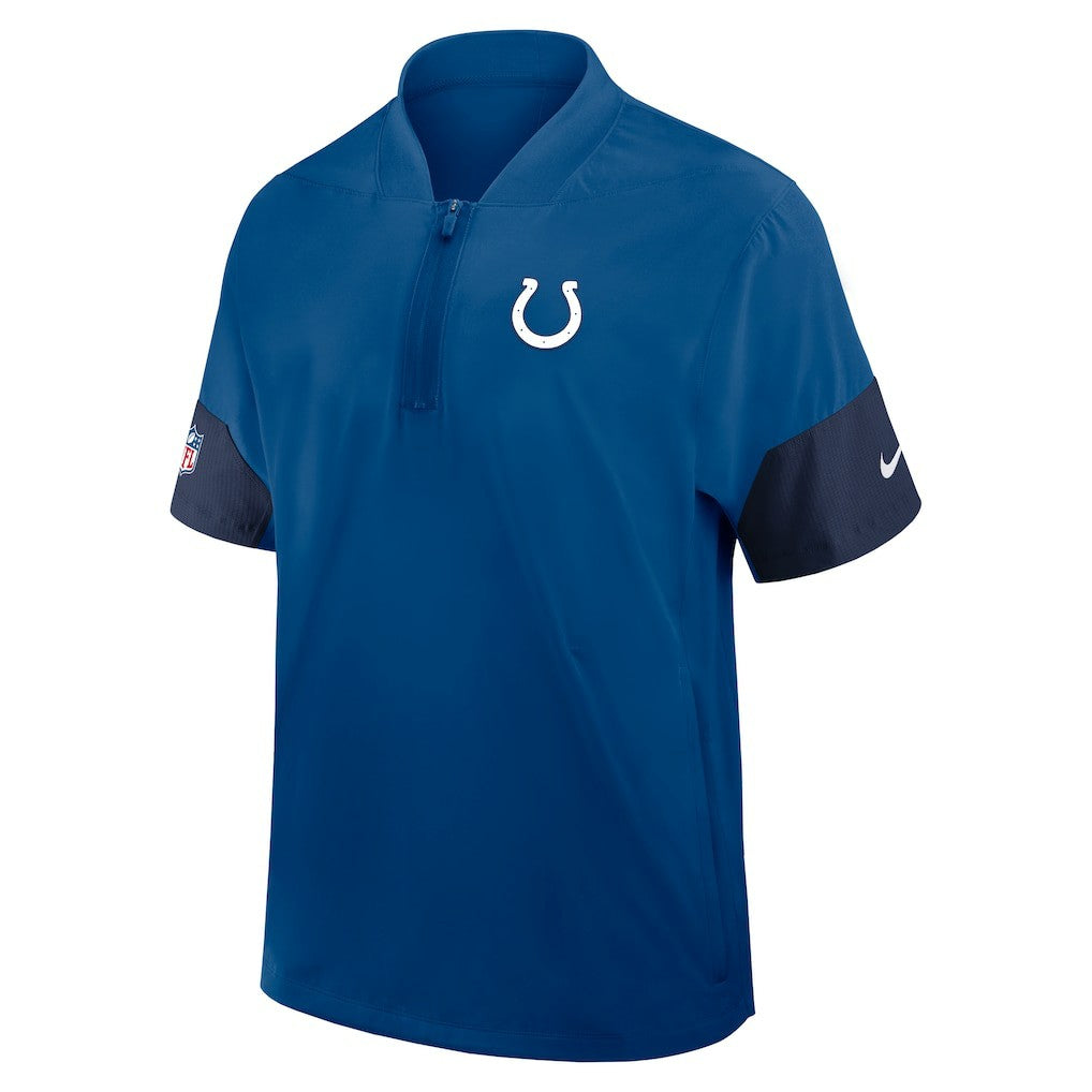 Indianapolis Colts Sideline Short Sleeve Quarter-Zip Dri-FIT Coach Jacket Royal - Nike