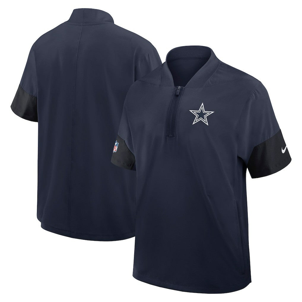 Dallas Cowboys Sideline Short Sleeve Quarter-Zip Dri-FIT Coach Jacket Navy - Nike