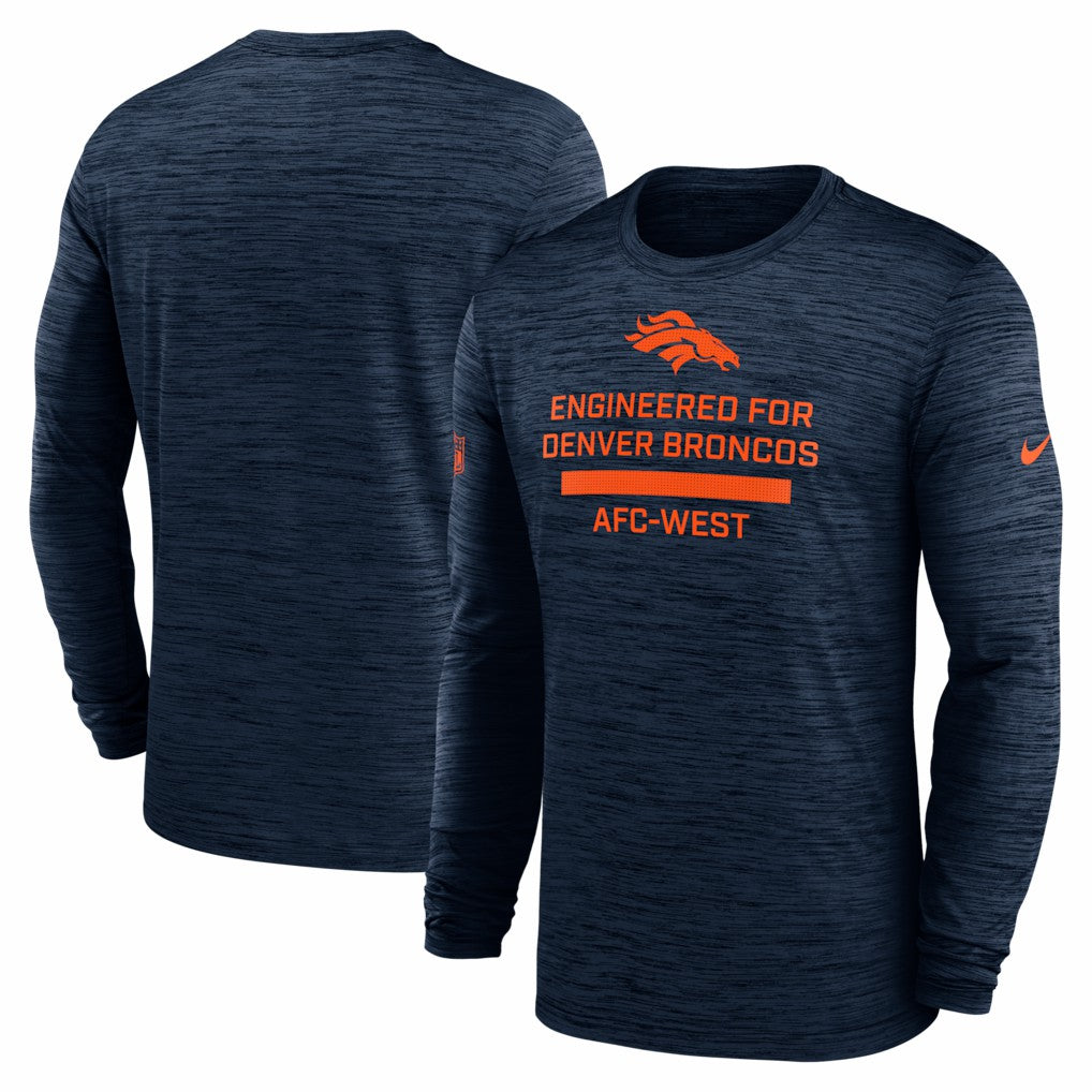 Denver Broncos Sideline Velocity Performance Long Sleeve T-Shirt - Navy - Nike