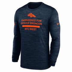 Denver Broncos Sideline Velocity Performance Long Sleeve T-Shirt - Navy - Nike