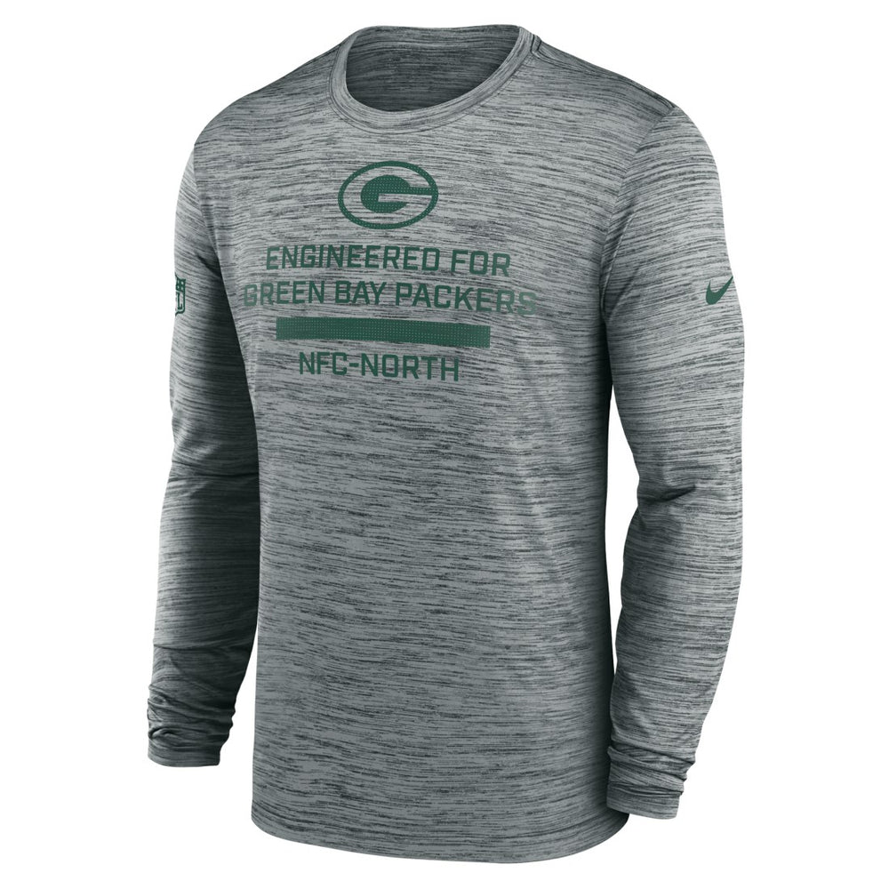 Green Bay Packers Sideline Velocity Performance Long Sleeve T-Shirt - Gray - Nike