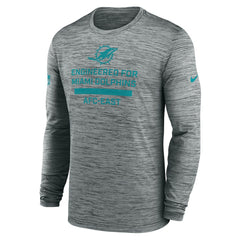 Miami Dolphins Sideline Velocity Performance Long Sleeve T-Shirt - Gray - Nike