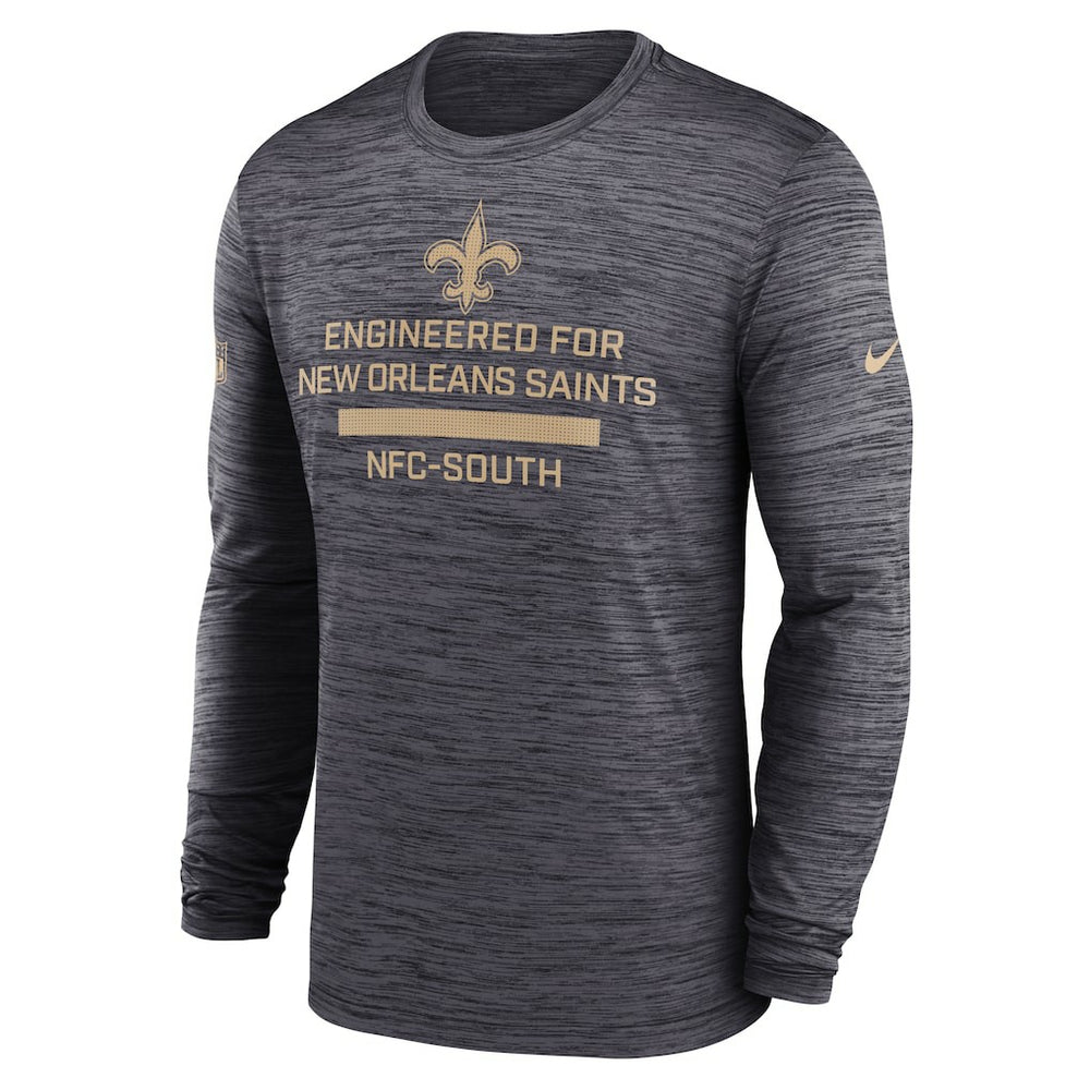 New Orleans Saints Sideline Velocity Performance Long Sleeve T-Shirt - Black - Nike