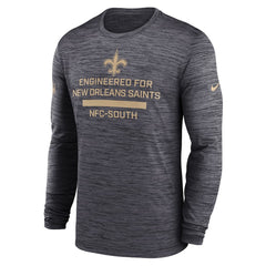 New Orleans Saints Sideline Velocity Performance Long Sleeve T-Shirt - Black - Nike