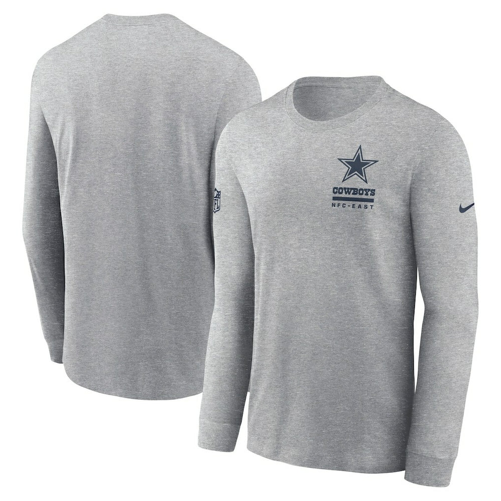 Dallas Cowboys Sideline Dri-FIT Long Sleeve T-Shirt Heather Gray - Nike