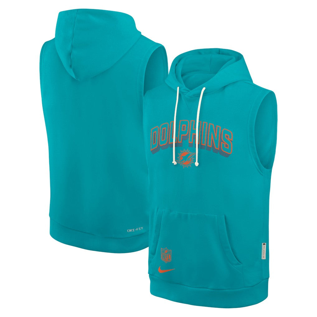 Miami Dolphins Sideline Standard Issue Dri-FIT Sleeveless Hoodie Aqua - Nike