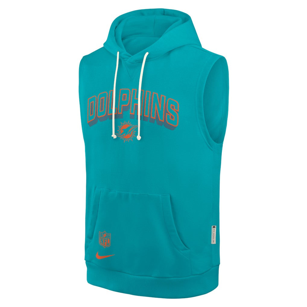 Miami Dolphins Sideline Standard Issue Dri-FIT Sleeveless Hoodie Aqua - Nike