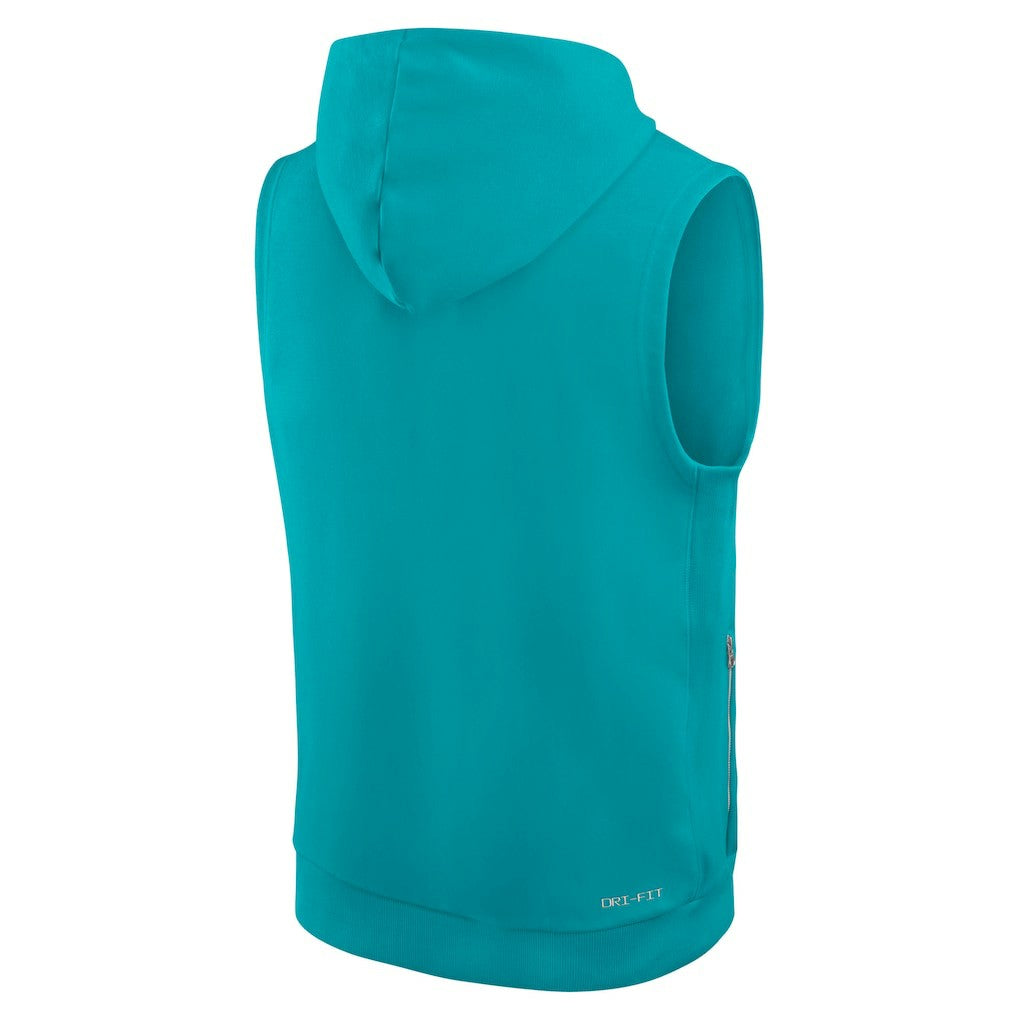 Miami Dolphins Sideline Standard Issue Dri-FIT Sleeveless Hoodie Aqua - Nike