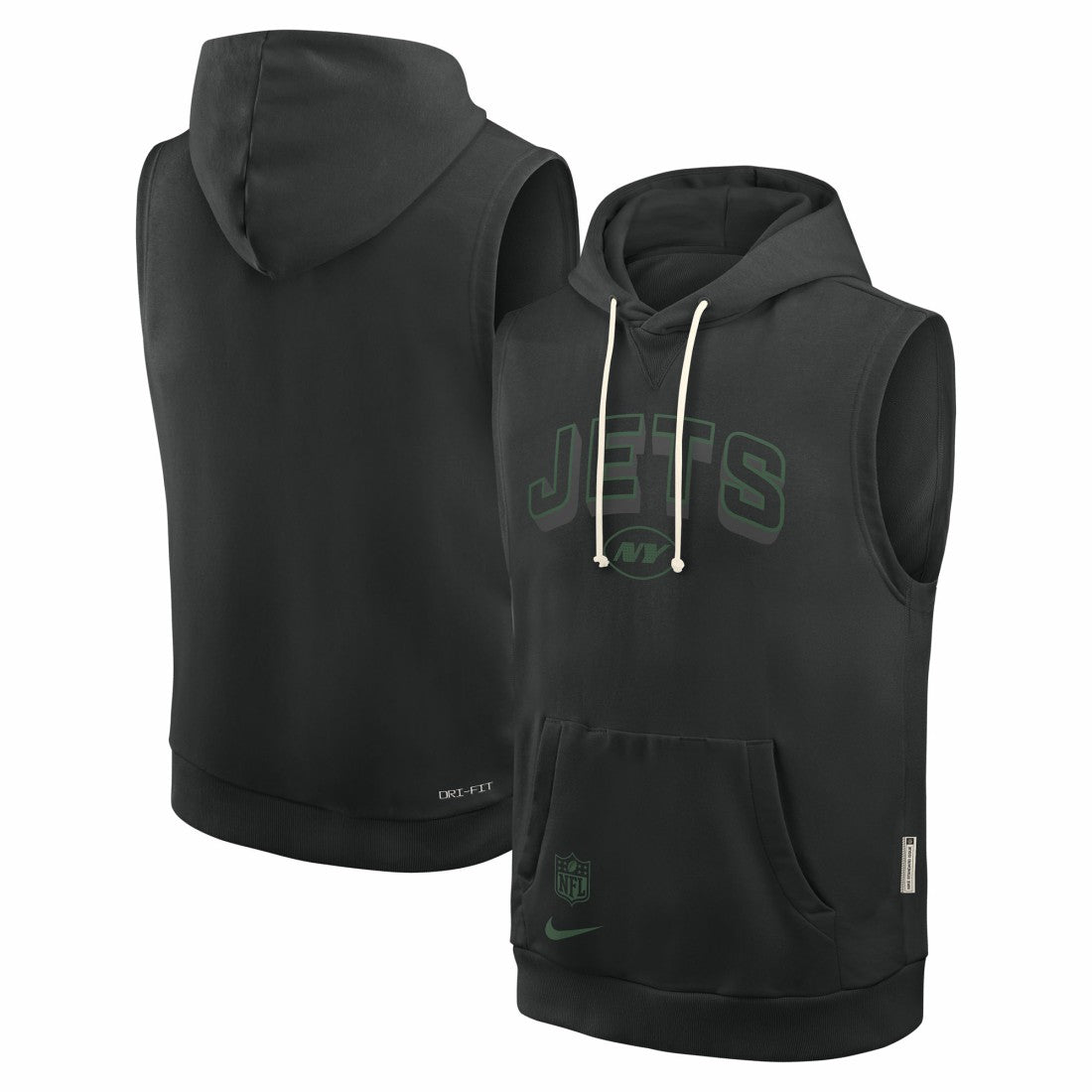 New York Jets Sideline Standard Issue Dri-FIT Sleeveless Hoodie Black - Nike