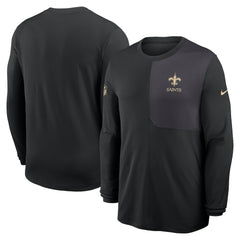 New Orleans Saints Sideline Coach UV Dri-FIT Long Sleeve Shirt Black - Nike